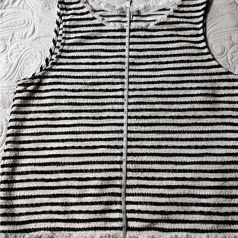 Green Envelope Boxy Ribbed Black and White Tank Top